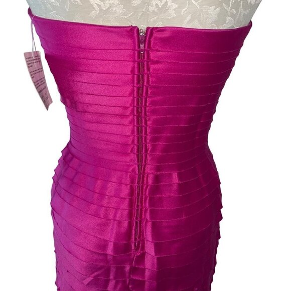 Tadashi Vintage Womens Tiered Gown Size 6 Pink Strapless Made In USA New - Picture 7 of 16